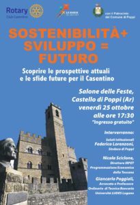 Locandina Evento Rotary Casentino Sostenibilita Sviluppo Futuro 25 ottobre 2024
